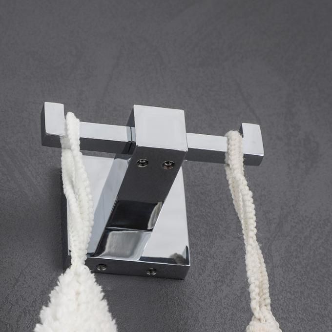 Square Based Stainless Steel Double Robe Hook for Bathroom