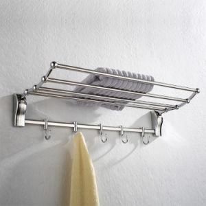 Bathroom Wall Hanging Accessories Metal Folding Towel Rack with Hooks