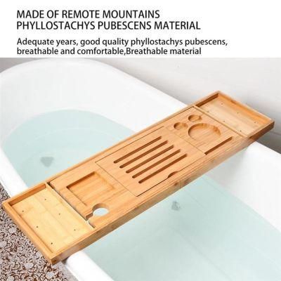 Expandable Eco-Friendly waterproof Bathroom Accessories Bamboo Bathtub Tray Bath Caddy with Wine Holder Bathroom Organizer