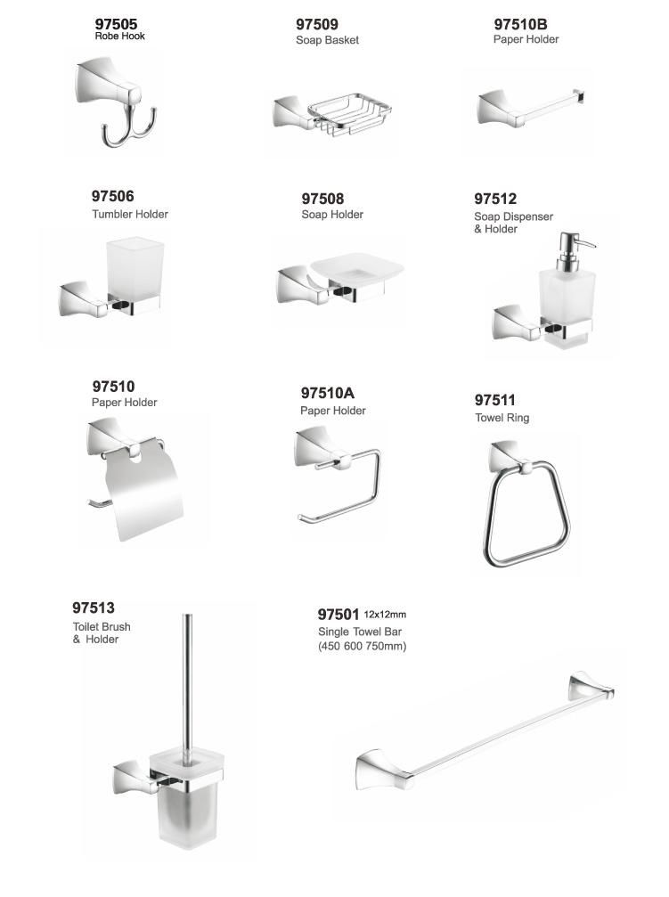 Bathroom Accessory Sets Towel Rack Soap Dispenser Tissue Holder Cheap Sample Available Chrome Hotel Washroom Toilet Accessories 6 Piece Bathroom Accessories