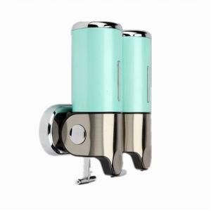 Green 500ml*2 Stainless Steel+ABS Plastic Wall-Mountained Liquid Soap Dispenser