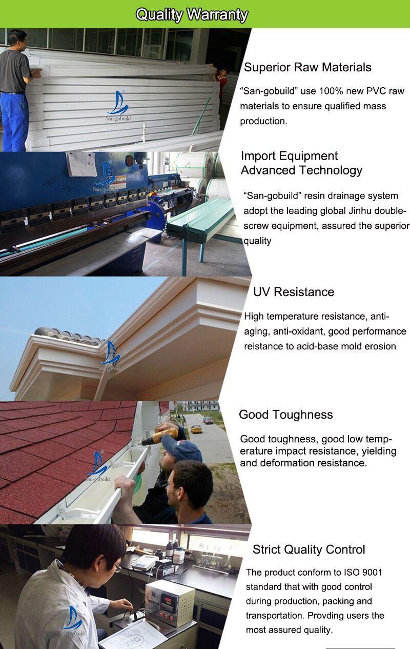 50 Years Warranty PVC Roof Gutters Flexible Waterproofing Material PVC Rain Water Collector for Plastic Drainage System