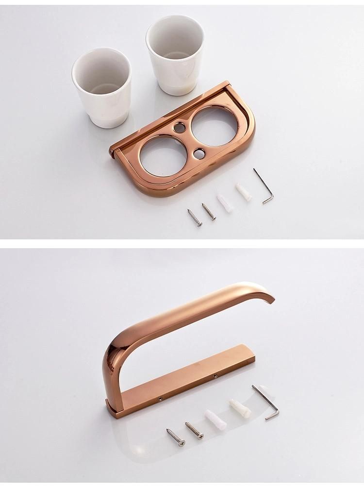 Hotel Rose Gold Towel Shelf Holder Wall Mount Modern Brass Towel Rack
