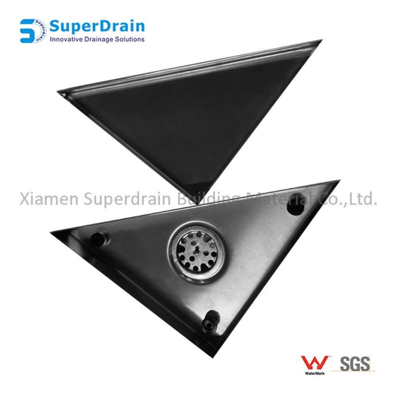 Triangle Floor Drain Tile Bathroom Sink Drain Shower with Flange Grate