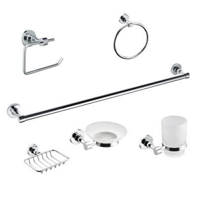 6 Piece Modern Wall Mounted Polished Chrome Bathroom Hardware Set