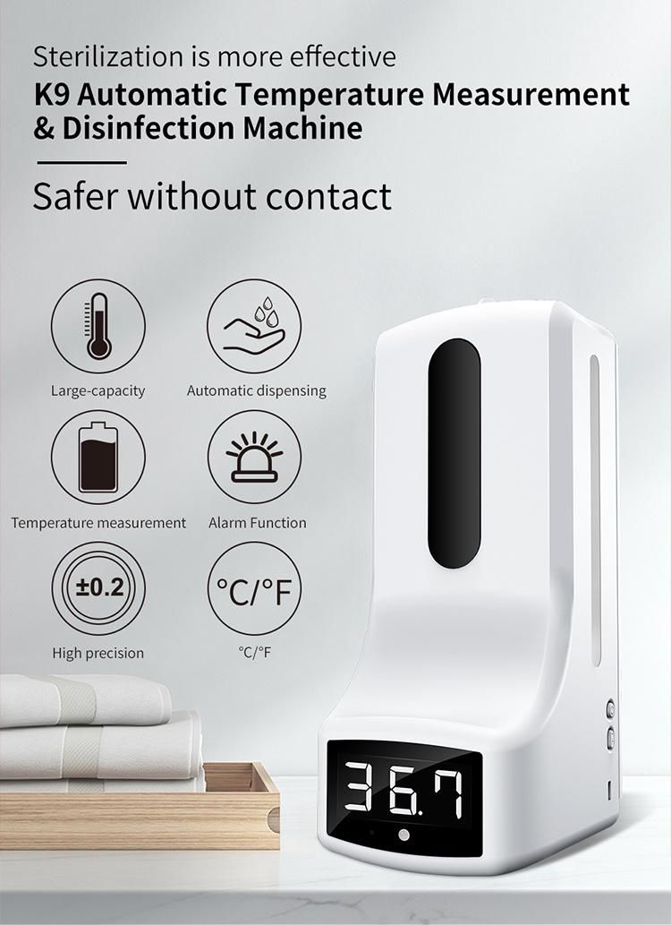 Saige Hote Sale Automatic Sensor Temperature Measurement K9 Thermometer Automatic Soap Dispenser