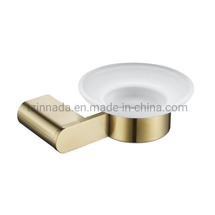 Modern Wall-Mounted SUS304 Brushed Gold Bathroom Tumbler Holder (NC6002G)