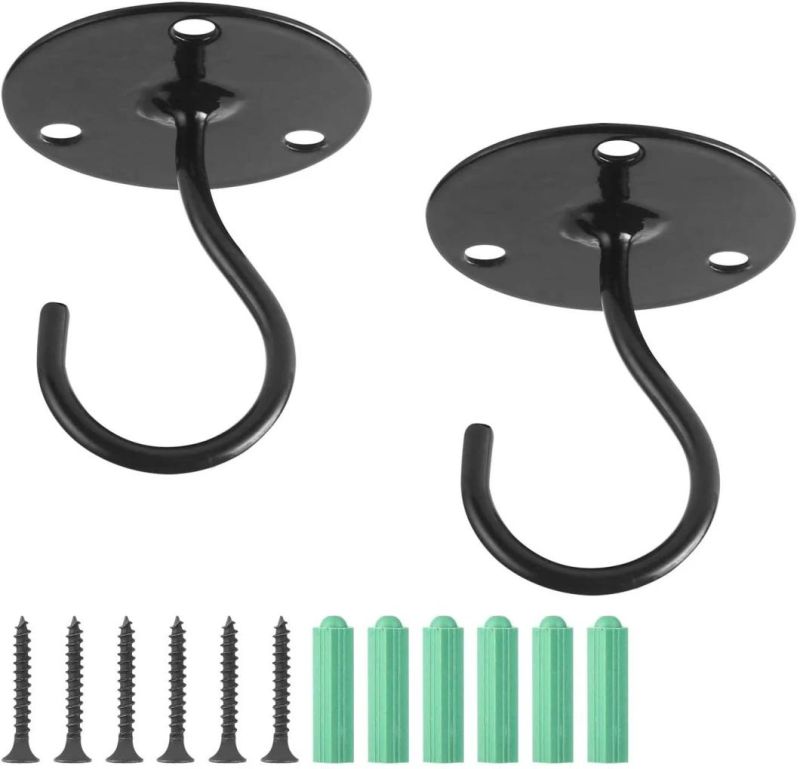 Metal Steel Ceiling Wall Mount Hook Screws Plant Bracekt Heavy Duty Outdoor Decorations Black Wall Outdoor Hanging Baskets