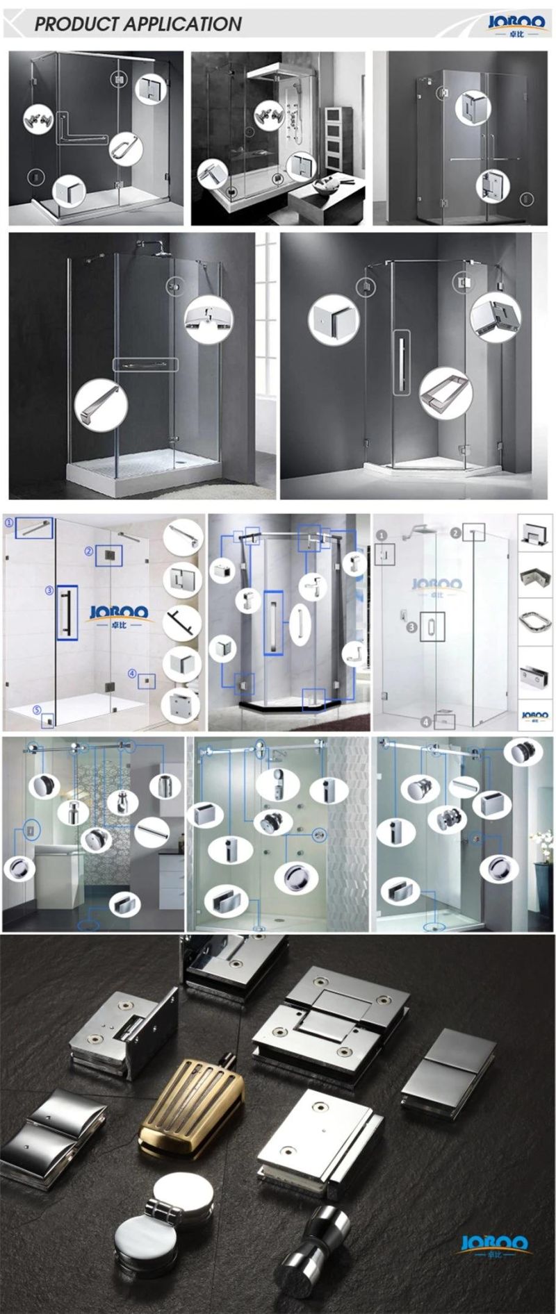 Bathroom Fittings Adjustable Glass to Glass 90 Degree Solid Brass Polish Chrome Phlishing Glass Shower Hinges Connector Joboo Zb571