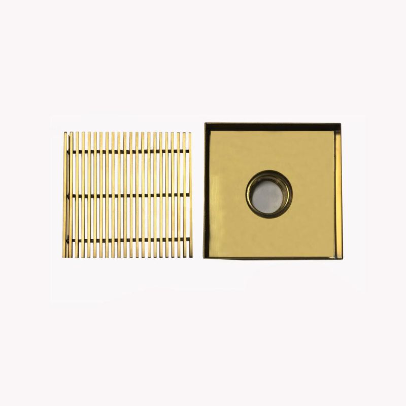 Square Shower Drain SS304 Floor Drain for Brushed Gold/Titanium Black/Brass