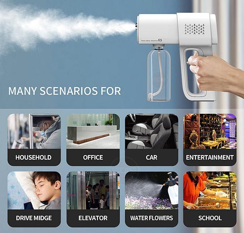 2022 Handheld Fogger Machine Wireless Rechargeable Electric Atomizer Smoke Disinfection Blue Ray Portable Nano Sprayer