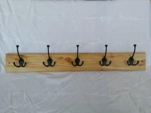 Hook Rail/Coat Rack with 5 Flared Tri Hooks for Coat