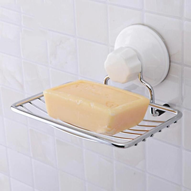 Stainless Steel Wall Mount Suction Soap Dish Bar Soap Holder Soap Box Bathroom Shower Room Kitchen Sponge Holder Soap Organizer Storage Tray Wbb12189