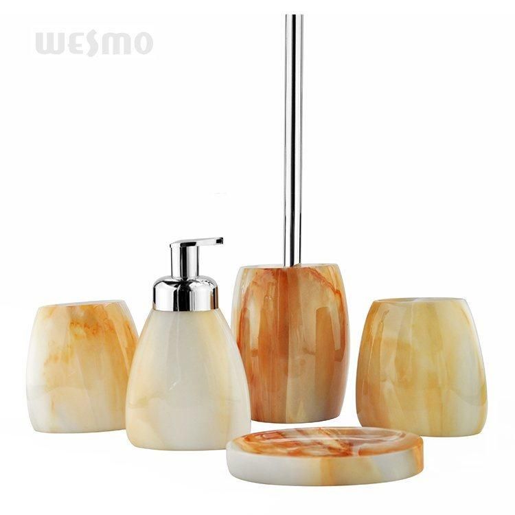 Water Transfer Technique Marble Look Polyresin Bathroom Accessories Sets