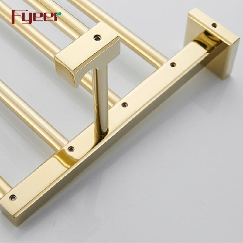 Fyeer Bathroom Accessory Gold Brass Towel Rack