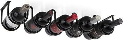 Wine Rack for Kitchen Organization and Storage, Under Cabinet Organizer for 5 Liquor or Wine Bottles, Metal Black