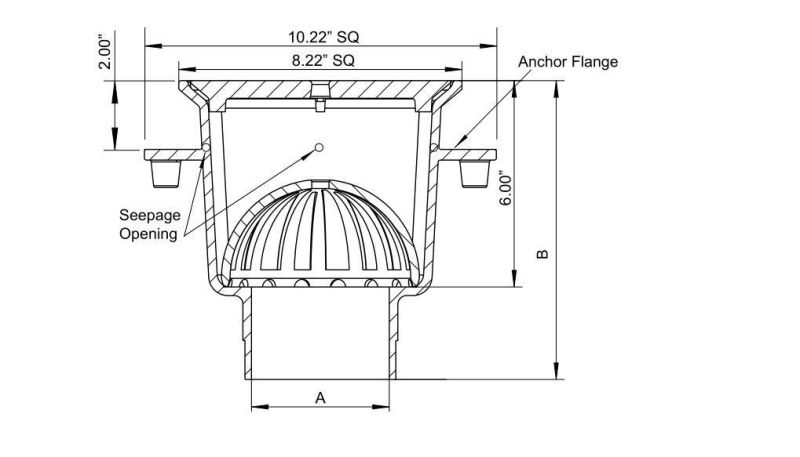 Cast Iron Square Floor Sink with Anchor Flange