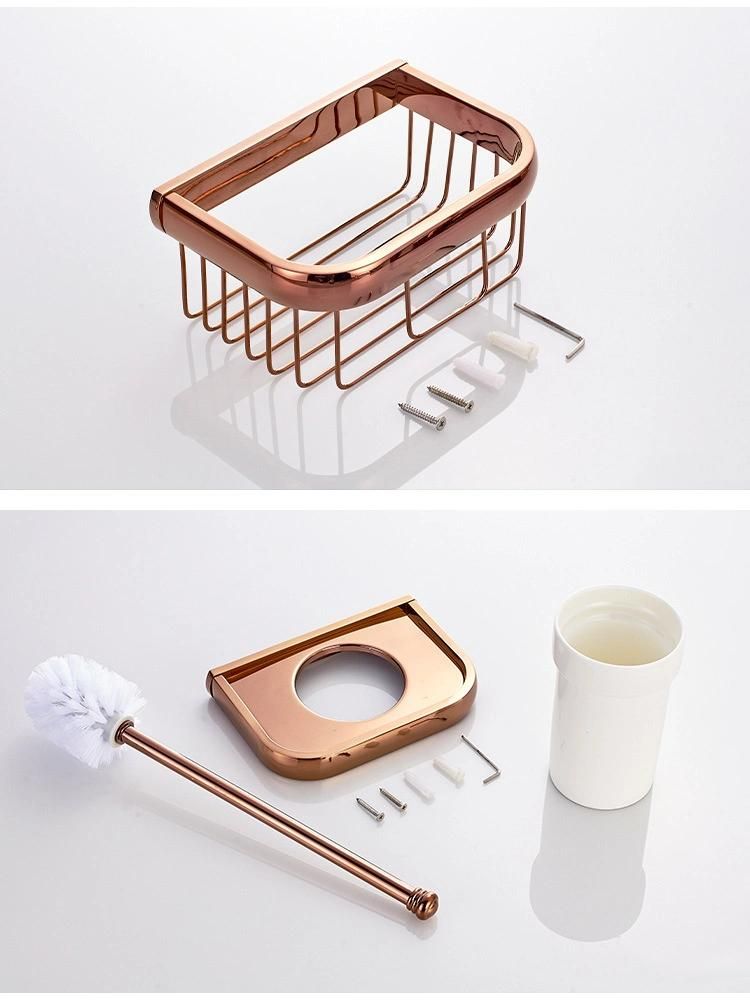 Hotel Rose Gold Towel Shelf Holder Wall Mount Modern Brass Towel Rack