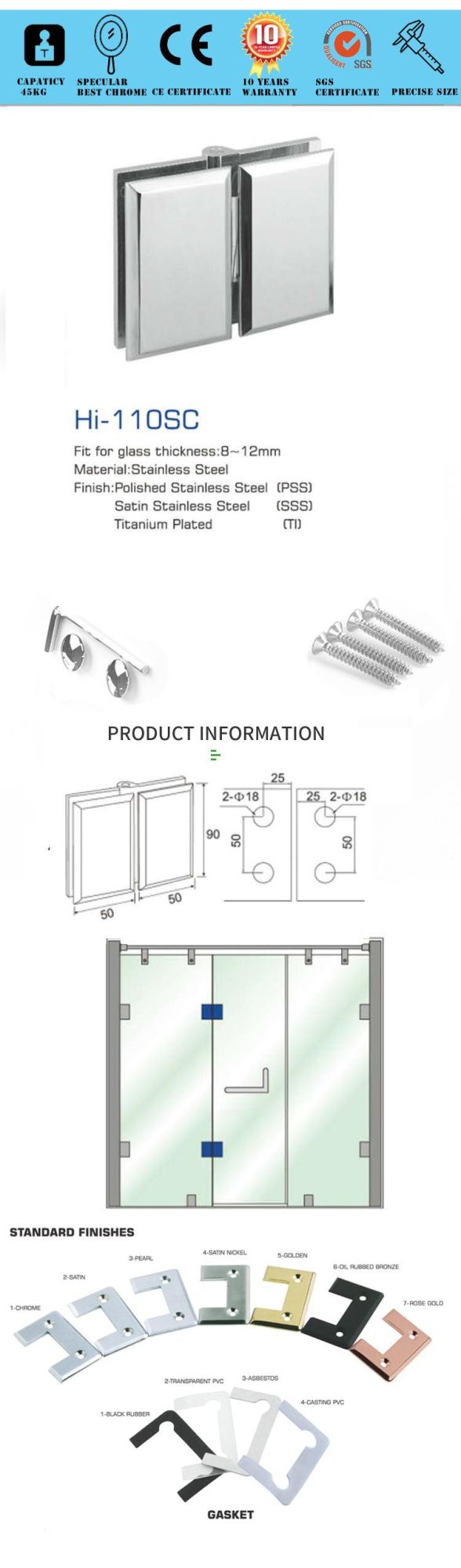Hi-110sc Stainless Steel Hing Door Accessories Hardware