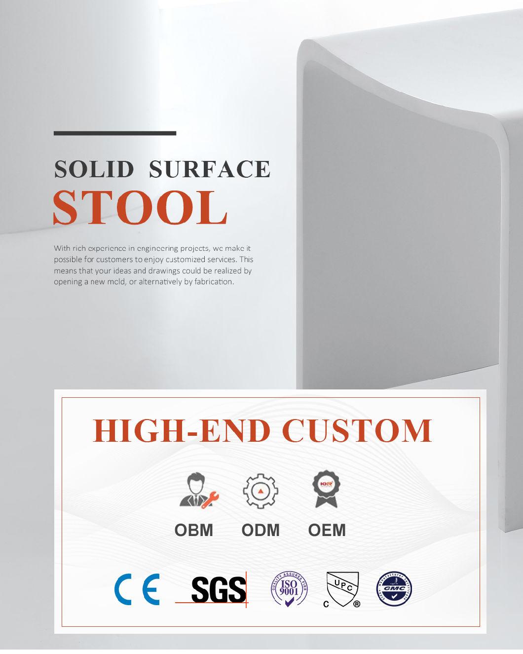 Solid Surface Acrylic Stone Shower Stool Seats Bathroom Stools