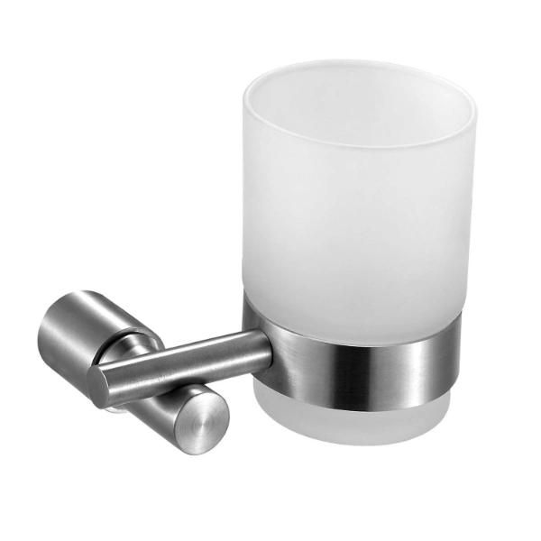 Stainless Steel and Frost Glass Double Toothbrush Holder Set