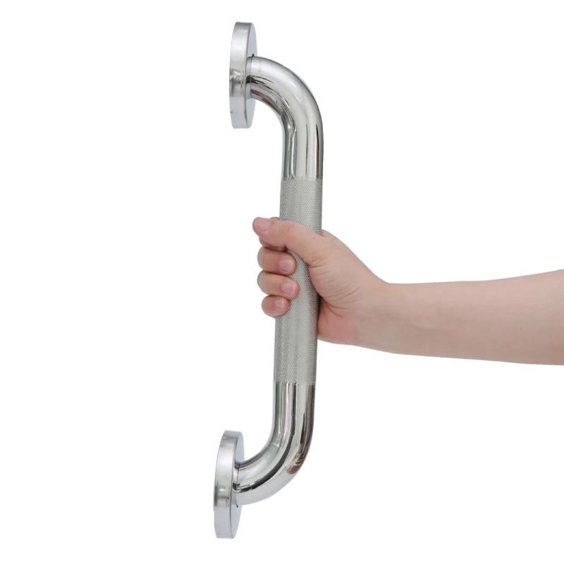 Stainless Steel Anti Slip Shower Grab Bar Handle Knurled Bathroom Balance Bar