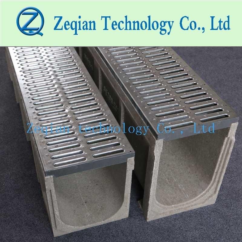 High Quality Polymer Concrete Linear Trench Drains with Galvanized Steel Stamping Cover