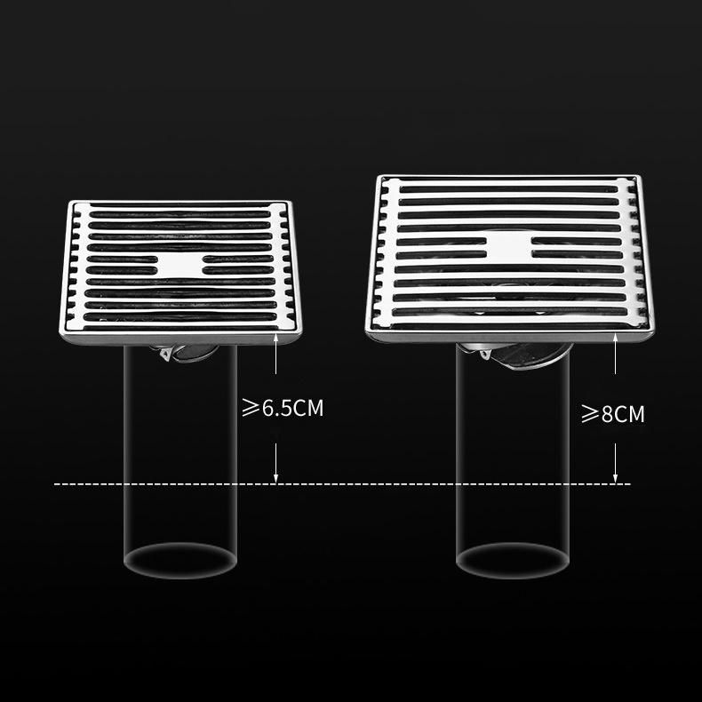 5 Inch 3mm Thickness 12*12cm Reverse Side Bamboo Row Deodorant 201 Stainless Steel Floor Drain Bathroom Shower Room Large Displacement Strip Floor Drain