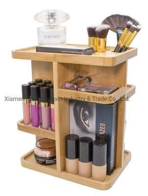 Bamboo Counter Top Organizer Makeup Holder