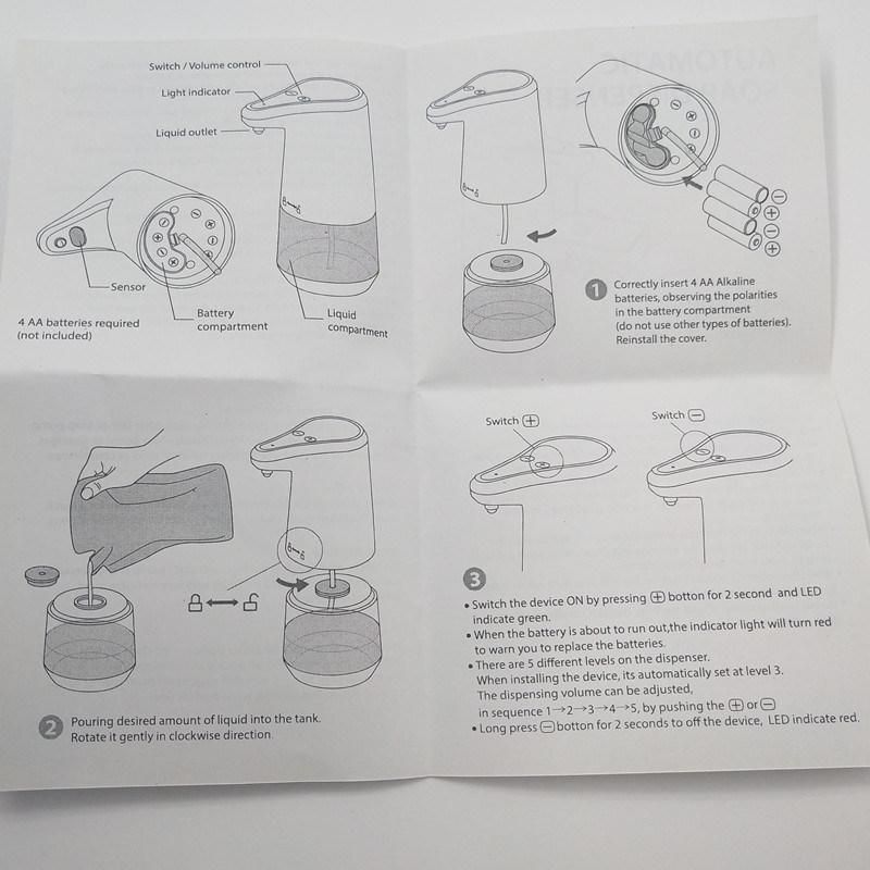 Jm0177A-Jm807 350ml Liquid Outlet Touchless Liquid Soap Dispenser