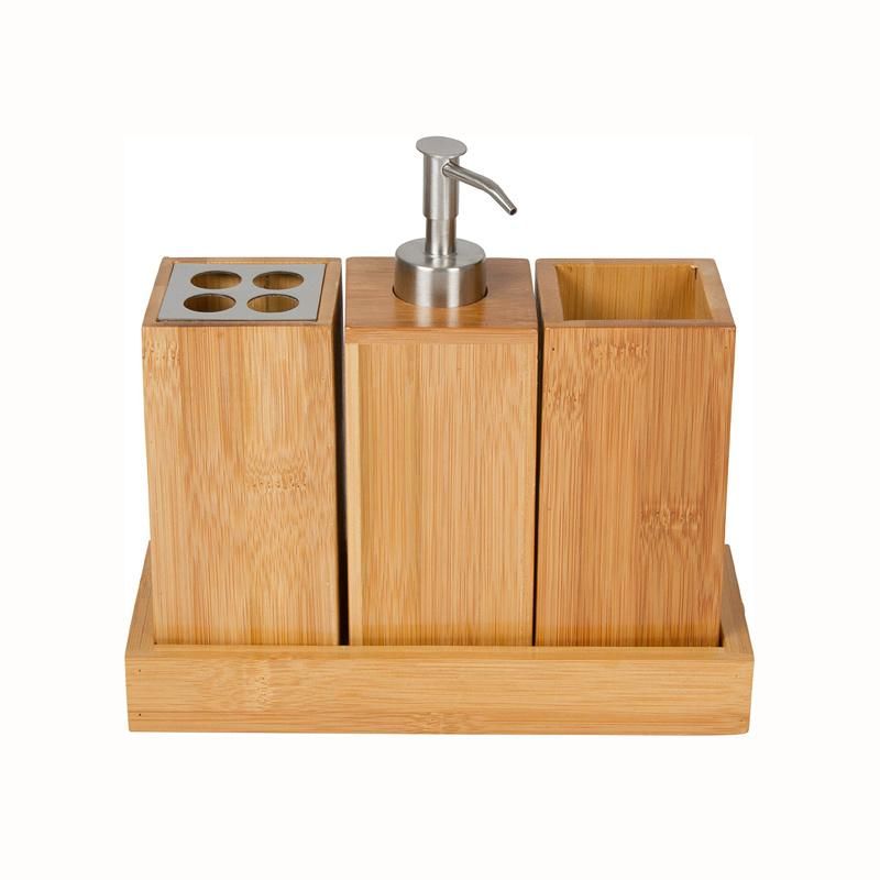 4-Piece Vanity Elegant and Bamboo Bath Accessories Set for Bedroom and Bathroom