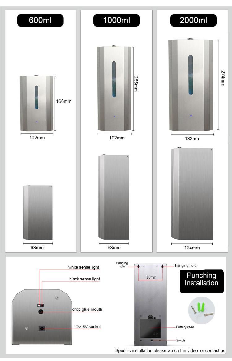 Saige 304 Stainless Steel Liquid Alcohol Spray 600 Ml Mount Wall Dispenser
