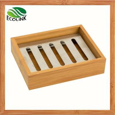 Bamboo Soap Box Stainless Steel Soap Dish