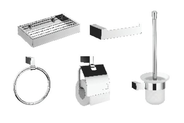 Thick Heavy Modern Rectangular Italy German Design Base Foot Stainless Steel Brass Luxurious Bathroom Fitting Accessories Set Accessories