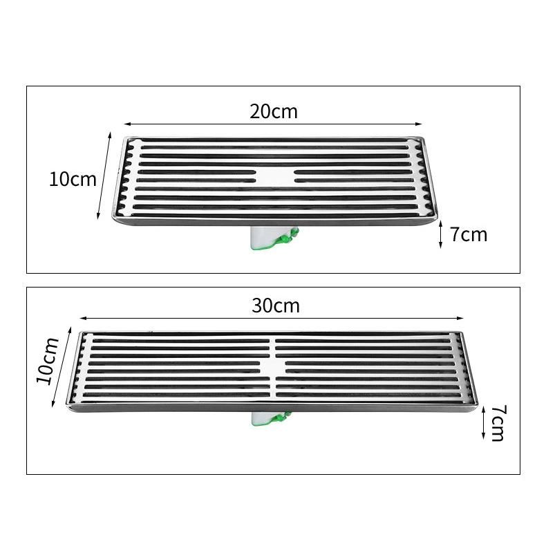 15*10cm Villa Bathroom DN50 201 Solid Stainless Steel Long Strip Floor Drain Toilet Shower Room Rectangular Odor Proof Floor Drain