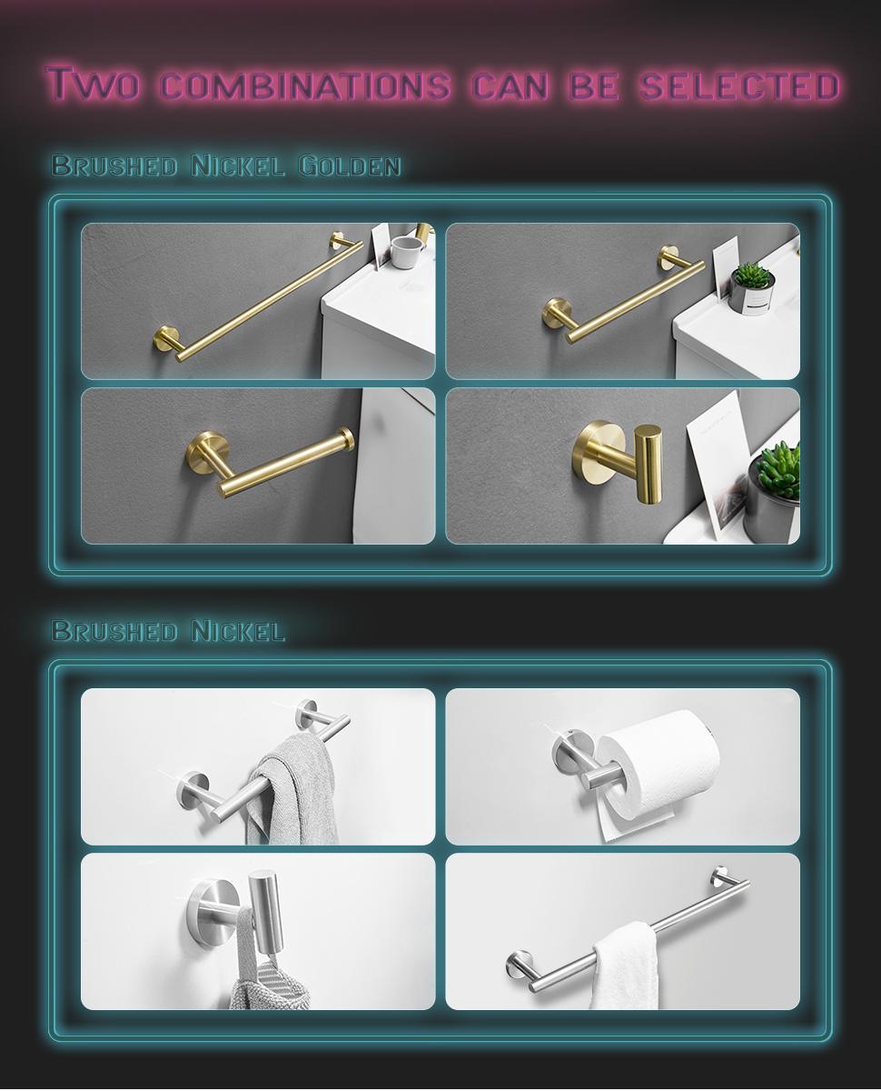 Flg High Quality Stainless Steel Brushed Golden Bathroom Accessories Set