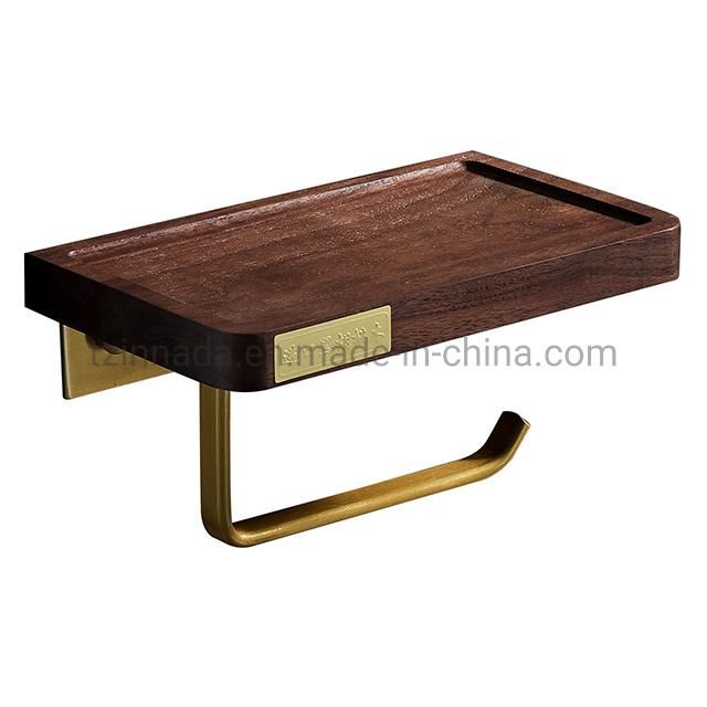 Bathroom Gold Single Paper Holder Wooden Paper Shelf Tissue Paper Holder (MCF005-B1)