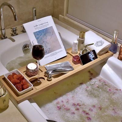 Wood Expandable Luxury Bamboo Bath Tub Bathtub Caddy Tray