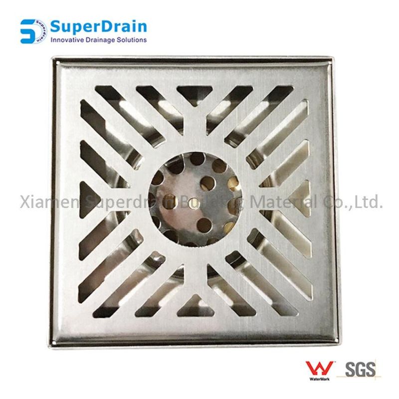 Classic Style Polished Removable 4 Inch 10X10cm Concealed Square Shower Floor Drain