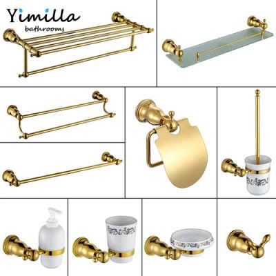 High Quality Brass Gold Bathroom Fittings Towel Rack Accessories