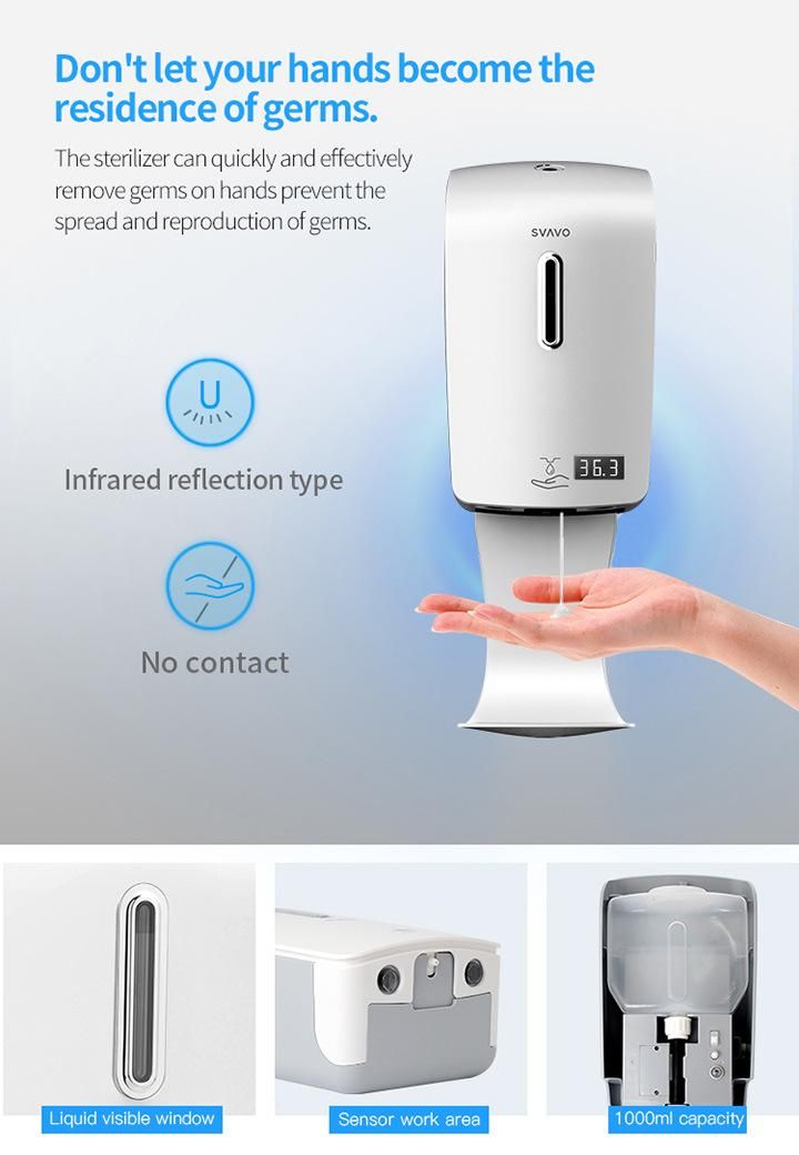 Hot Sale 1000ml Foam Type Battery Operated Hand Soap Dispenser for Kitchen