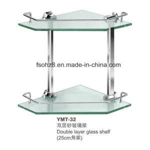 Double Layer Stainless Steel Bathroom Glass Corner Shelf (YMT-32)