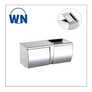 Surface Wall Mounted Bathroom Stainless Steel Double Toilet Paper Towel Box with Phone Shelf
