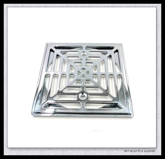 Zinc Alloy Polished Chrome 4 Inch Square Shower Drain