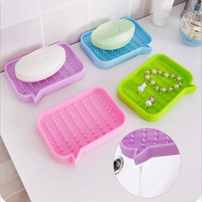 Non-Slip Portable Travel Soap Box Bathroom Kitchen Soft Silicone Soap Dish with Drain Soap Holder Wbb12056