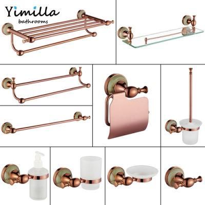 Luxury Rose Gold Robe Hook Towel Rack Accessories Set for Bathroom