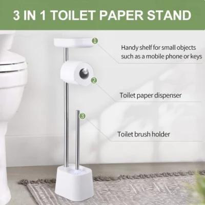 Best Hot Selling Free Standing Stainless Steel Standing Bathroom Toilet Brush and Phone Shelf