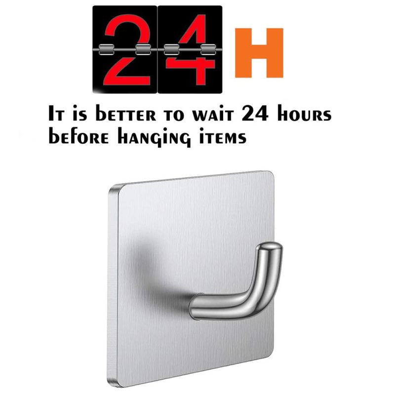 Adhesive Hooks Towel Hook, Heavy Duty Wall Hooks, Stainless Steel Hooks for Hanging Bathroom Robe/Coat/Kitchen Utensil/Bag