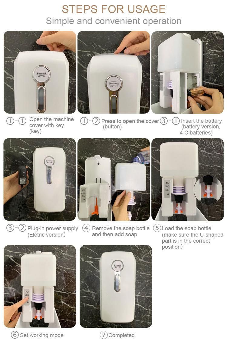 Yuekun 1 Liter Plastic Sensor Auto Soap Dispenser