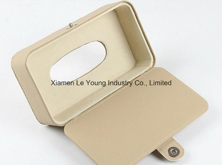 Custom Fashion PU Leather Tissue Paper Holder Box for Car Used